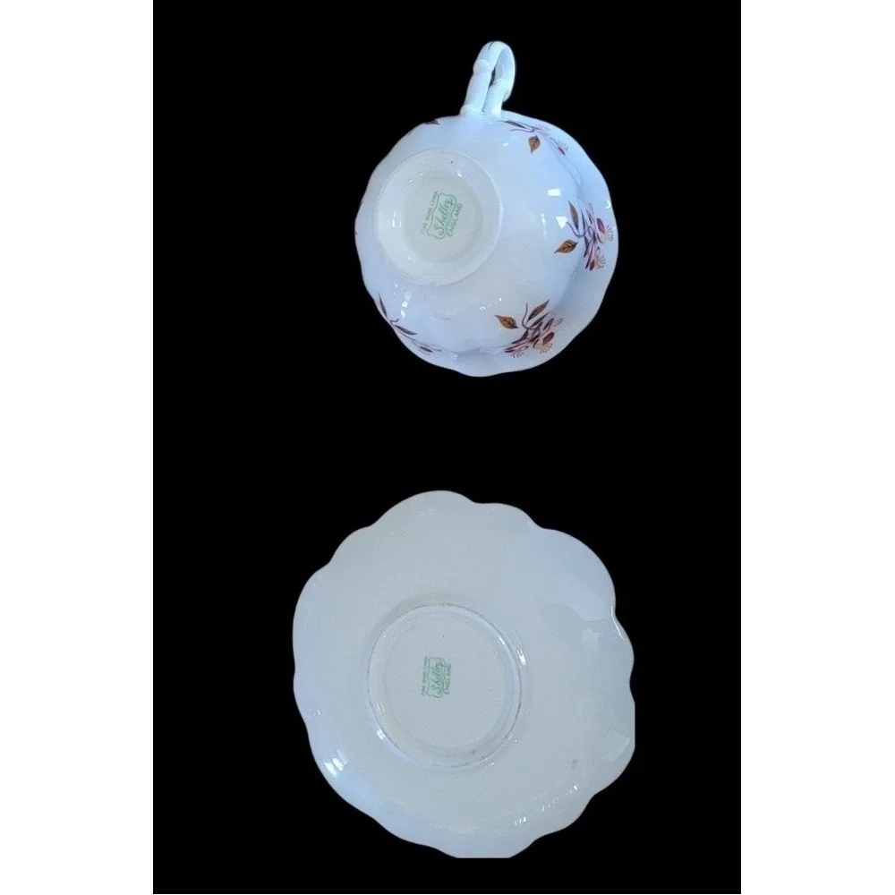 Shelley England Dainty Honeysuckle Fine Bone China Teacup and Saucer Set Vintage